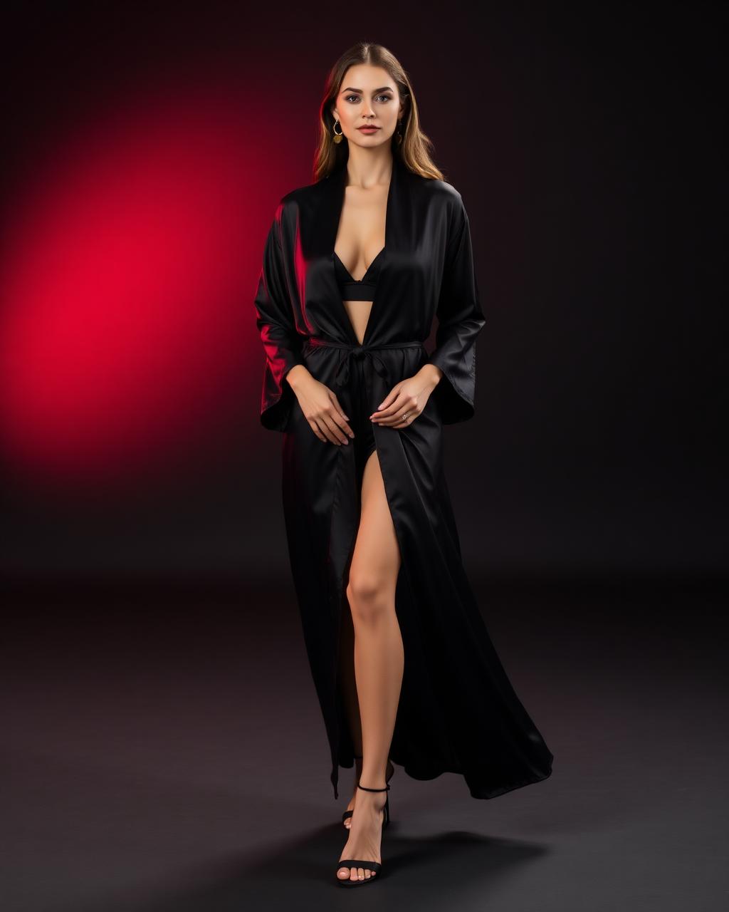 Mulher adulta em look elegante preto